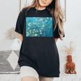 ヴィンセント・ファン・ゴッホ作「アーモンドの花の枝」1890 レディースオーバーサイズコンフォートTシャツ Black