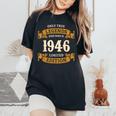 ヴィンテージ 1946 ギフト 男性 女性 長寿祝い 1946年生まれ ユニークな誕生日プレゼント レディースオーバーサイズコンフォートTシャツ Black
