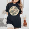 蓮の花 浮世絵 日本風アート レディースオーバーサイズコンフォートTシャツ Black