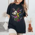 詳細なハチドリと野花ボタニカル。 レディースオーバーサイズコンフォートTシャツ Black