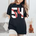 野球選手 ジャージ 番号54 54 Proud Baseball Mom Dad レディースオーバーサイズコンフォートTシャツ Black