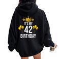 It's My 42歳の誕生日パーティー 42歳の誕生日 男性 女性 レディース オーバーサイズ パーカー バックプリント Black