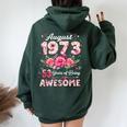 53歳 1973年8月 花柄 53歳 誕生日 男性 女性 レディース オーバーサイズ パーカー バックプリント Navy Blue