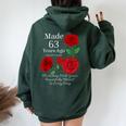 63年前に作られたバラの花 63歳 63歳の誕生日 レディース オーバーサイズ パーカー バックプリント Navy Blue