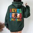 Awesome Level 8 Unlocked 8Th Birthday Boy Girlideo Gamer レディース オーバーサイズ パーカー バックプリント Navy Blue