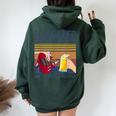 I Like Beer And Bass ギターと 3人 ベーシストギフト レディース オーバーサイズ パーカー バックプリント Navy Blue