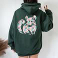 かわいいチンチラ花柄チンチラ 長袖tシャツ レディース オーバーサイズ パーカー バックプリント Navy Blue