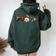 トラウト 魚 シルエット 花 ボタニカル フローラル レディース オーバーサイズ パーカー バックプリント Navy Blue