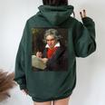ベートーベン 肖像画【作曲家】ルートヴィヒ・ヴァン・ベートーヴェン Beethoven クラシック 音楽家 レディース オーバーサイズ パーカー バックプリント Navy Blue