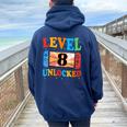 Awesome Level 8 Unlocked 8Th Birthday Boy Girlideo Gamer レディース オーバーサイズ パーカー バックプリント Forest