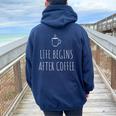 Life Begins After Coffeeコーヒーの後に人生が始まる 遅起き族はナマケモノが好き コーヒー レディース オーバーサイズ パーカー バックプリント Forest