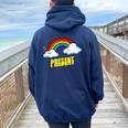 Present Cute arcastic Retrointage Rainbow レディース オーバーサイズ パーカー バックプリント Forest