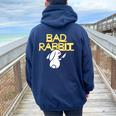 Bad Rabbit Bunny Avec Couteau Hater Sweat à capuche oversize pour femme avec imprimé dans le dos Navy Blue