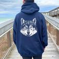 Motif Loup Mignon Pour Homme Enfant Amoureux Des Loups Sweat à capuche oversize pour femme avec imprimé dans le dos Navy Blue