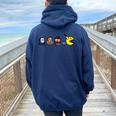 Retro Arcade Game Horror Movie Ghosts Costume Kids Women Oversized Hoodie Back Print Navy Blue