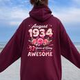 92歳 1934年8月 花柄 92歳 誕生日 男性 女性 レディース オーバーサイズ パーカー バックプリント Maroon