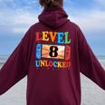 Awesome Level 8 Unlocked 8Th Birthday Boy Girlideo Gamer レディース オーバーサイズ パーカー バックプリント Maroon