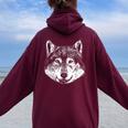 Motif Loup Mignon Pour Homme Enfant Amoureux Des Loups Sweat à capuche oversize pour femme avec imprimé dans le dos Maroon