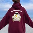 No Beer No Life トイプードル グッズ ビール 酒 犬 おもしろ 面白い ネタ 笑える 飲み会 レディース オーバーサイズ パーカー バックプリント Maroon