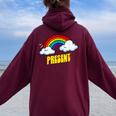 Present Cute arcastic Retrointage Rainbow レディース オーバーサイズ パーカー バックプリント Maroon