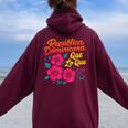 República Dominicana Qué Lo Que ドミニカ共和国 花 レディース オーバーサイズ パーカー バックプリント Maroon
