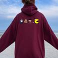 Retro Arcade Game Horror Movie Ghosts Costume Kids Women Oversized Hoodie Back Print Maroon