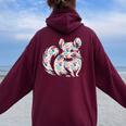 かわいいチンチラ花柄チンチラ 長袖tシャツ レディース オーバーサイズ パーカー バックプリント Maroon