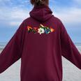 トラウト 魚 シルエット 花 ボタニカル フローラル レディース オーバーサイズ パーカー バックプリント Maroon