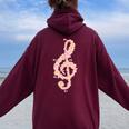 ト音記号 ト音記号 花 ミュージシャンギフト レディース オーバーサイズ パーカー バックプリント Maroon