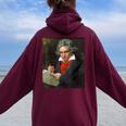 ベートーベン 肖像画【作曲家】ルートヴィヒ・ヴァン・ベートーヴェン Beethoven クラシック 音楽家 レディース オーバーサイズ パーカー バックプリント Maroon