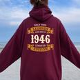 ヴィンテージ 1946 ギフト 男性 女性 長寿祝い 1946年生まれ ユニークな誕生日プレゼント レディース オーバーサイズ パーカー バックプリント Maroon