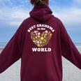 母の日 世界で一番のおばあちゃん グランドマザー レディース オーバーサイズ パーカー バックプリント Maroon
