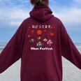 踊ってます。Obon Festival 夏祭り 盆踊り 花火 お盆 ゆかた 着物 衣装 レディース オーバーサイズ パーカー バックプリント Maroon