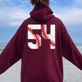 野球選手 ジャージ 番号54 54 Proud Baseball Mom Dad レディース オーバーサイズ パーカー バックプリント Maroon