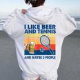 I Like Beer And Tennis Maybe 3 People ビンテージ レディース オーバーサイズ パーカー バックプリント White