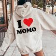 I Heart Momo ファーストネーム I Love パーソナライズ レディース オーバーサイズ パーカー バックプリント Sand