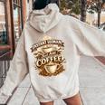 Instant Human Just Add Coffee 面白いカフェインの引用 レディース オーバーサイズ パーカー バックプリント Sand
