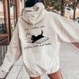 Life Is Better With Books Cats And Coffee レディース オーバーサイズ パーカー バックプリント Sand