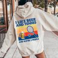 I Like Beer And Tennis Maybe 3 People ビンテージ レディース オーバーサイズ パーカー バックプリント Sand