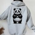 I Love Pandas 面白い、パンダが大好き レディース オーバーサイズ パーカー バックプリント Sport Grey