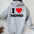 I Heart Momo ファーストネーム I Love パーソナライズ レディース オーバーサイズ パーカー バックプリント Sport Grey