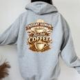 Instant Human Just Add Coffee 面白いカフェインの引用 レディース オーバーサイズ パーカー バックプリント Sport Grey