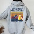 I Like Beer And Diving And Maybe 3 People 面白いギフト レディース オーバーサイズ パーカー バックプリント Sport Grey