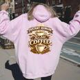 Instant Human Just Add Coffee 面白いカフェインの引用 レディース オーバーサイズ パーカー バックプリント Light Pink