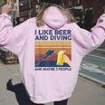 I Like Beer And Diving And Maybe 3 People 面白いギフト レディース オーバーサイズ パーカー バックプリント Light Pink