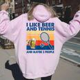 I Like Beer And Tennis Maybe 3 People ビンテージ レディース オーバーサイズ パーカー バックプリント Light Pink