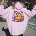 黄色いアヒルのイースター蝶の花のシー レディース オーバーサイズ パーカー バックプリント Light Pink