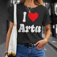 Diseño De Corazón I Love Arta Camiseta unisex Regalos para ella