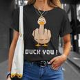Duck You Duck Lover ひっくり返す鳥 クワック ダッキー 皮肉 Tシャツ 彼女への贈り物