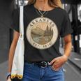 Emblema Retro De Paisaje De Orgullo De Arkansas Camiseta unisex Regalos para ella